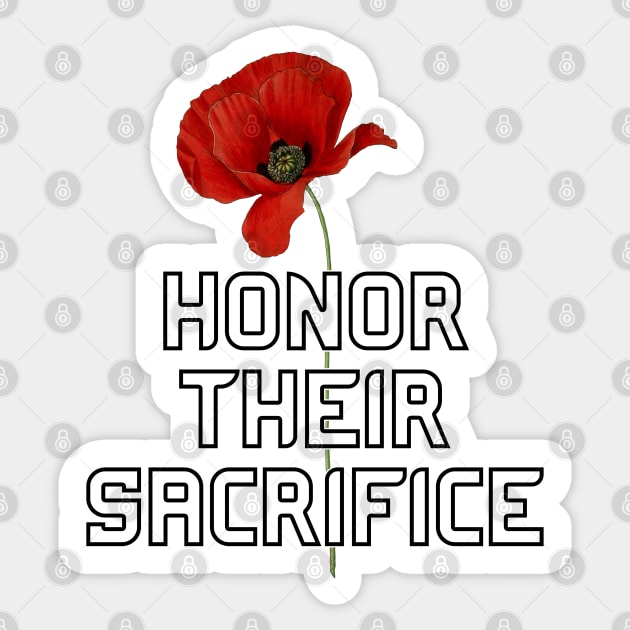 Honor Their Sacrifice Memorial with Red Poppy Flower Back Version (MD23Mrl006) Sticker by Maikell Designs